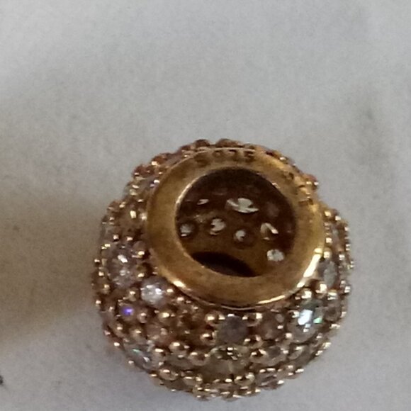 set of 2 Authentic Pandora Rose Gold Plated Pave Lights CZ Charm Bead ALE R - Picture 7 of 7